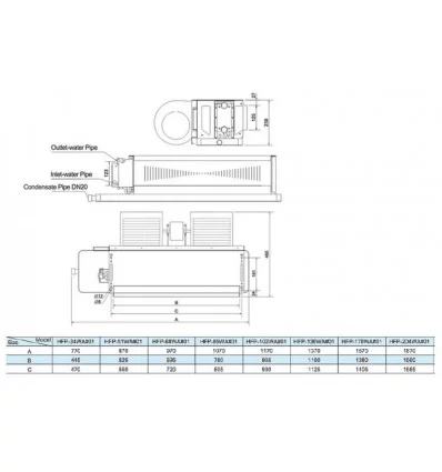 فن کویل سقفی توکار هایسنس مدل HFP-34WA