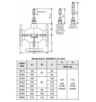 Honeywell Three-way Flange Motorized Valve 2"