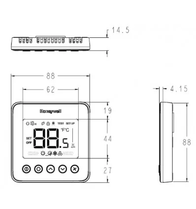 Honeywell digital fan coil thermostat Model TF428