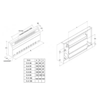 Tahvieh Diagonal Floor-mounted Fan Coil Unit FLN-300