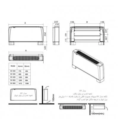 فن کویل زمینی کریوه پایه دار تهویه مدل SV-400