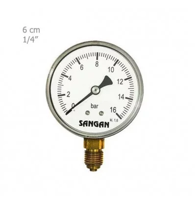 Sangan Sanat all brass manometer vertical 6 cm plate model PG1/A