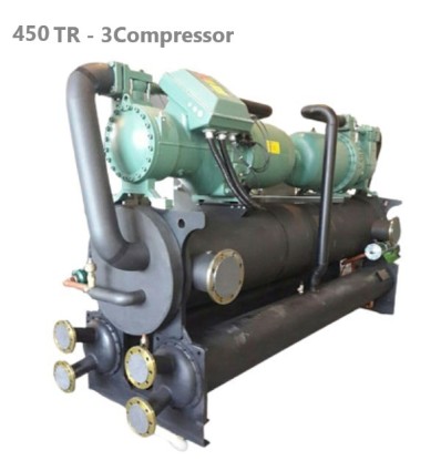 چیلر تراکمی آب خنک 450 تن تبرید دماتجهیز مدل 3DTCHS450