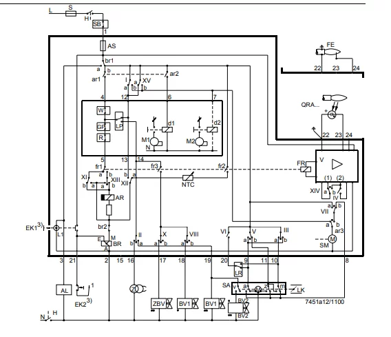 Siemens Relay Diesel burner Model LAL2.25 - connections