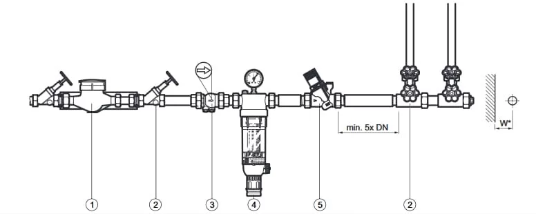 Diagram of Honeywell pressure reducing valve model D05FS-1/2