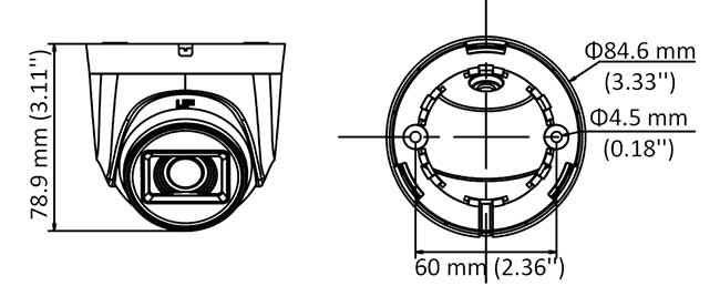 ابعاد دوربین مداربسته هایک ویژن مدل (DS-2CE76D0T-ITPF(C