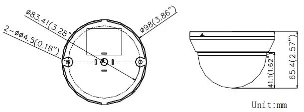 ابعاد دوربین مداربسته هایک ویژن مدل DS-2CE56D0T-IRMM