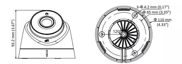 ابعاد دوربین مداربسته هایک ویژن مدل DS-2CE56D8T-IT1E