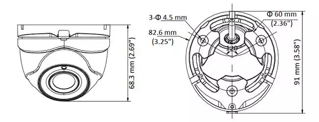 ابعاد دوربین مداربسته هایک ویژن مدل DS-2CE56D8T-ITME