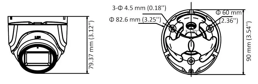 ابعاد دوربین مداربسته هایک ویژن مدل DS-2CE76D0T-ITMFS