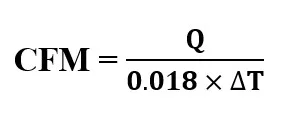 Formula for calculating fan coil capacity