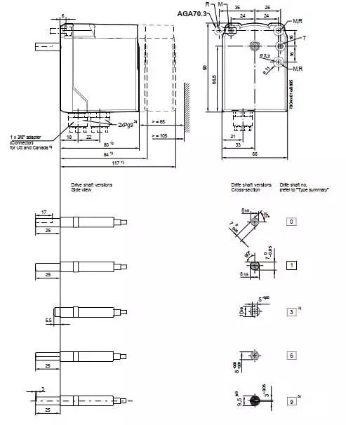 ابعاد  موتور دمپر زیمنس sq70