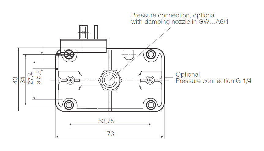 dimensions of air pressure switch DUNGS GW A6