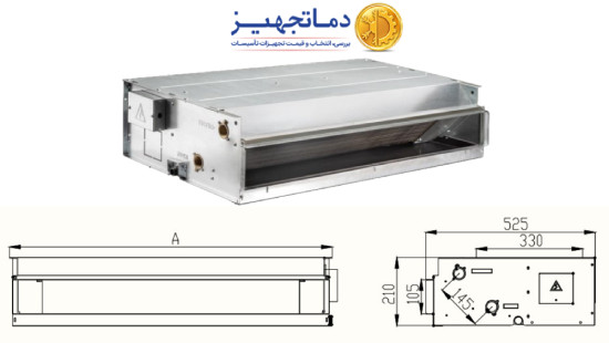 فن کویل سقفی توکار اسلیم 300CFM دماتجهیز مدل DT.CF300