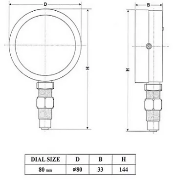 Thermometer Manometer TG Plate 8 CM Vertically