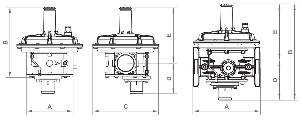 The dimensions of Madas gear gas regulator 1 1/2
