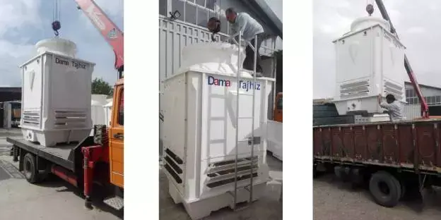 Installation of Damatajhiz fiberglass cube cooling tower