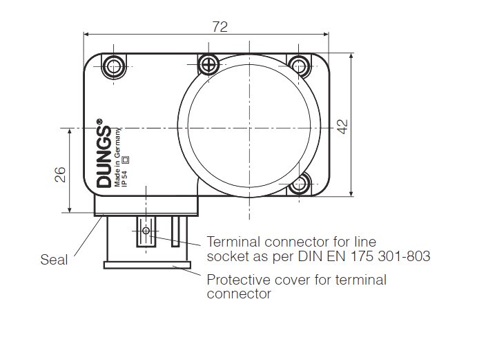dimensions of gass pressure switch dungs gw a6