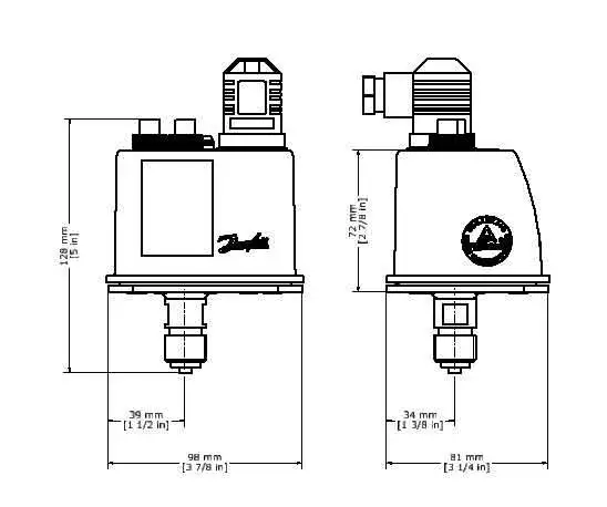ابعاد پرشر سوئیچ دانفوس مدل BCP3