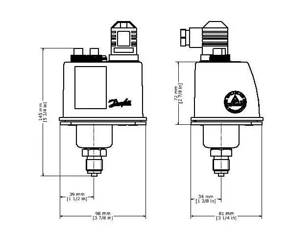 ابعاد پرشر سوئیچ دانفوس مدل BCP1