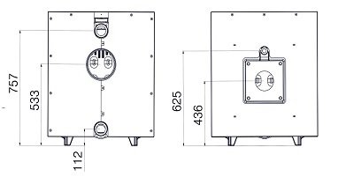 Dimensions of Chauffagekar cast iron boiler Super 500 8-blade