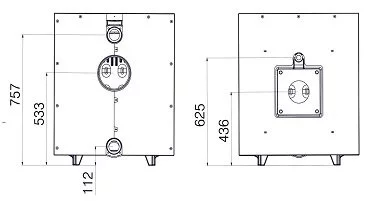 dimensions of Chauffagekar cast iron boiler Super 500 7-blade