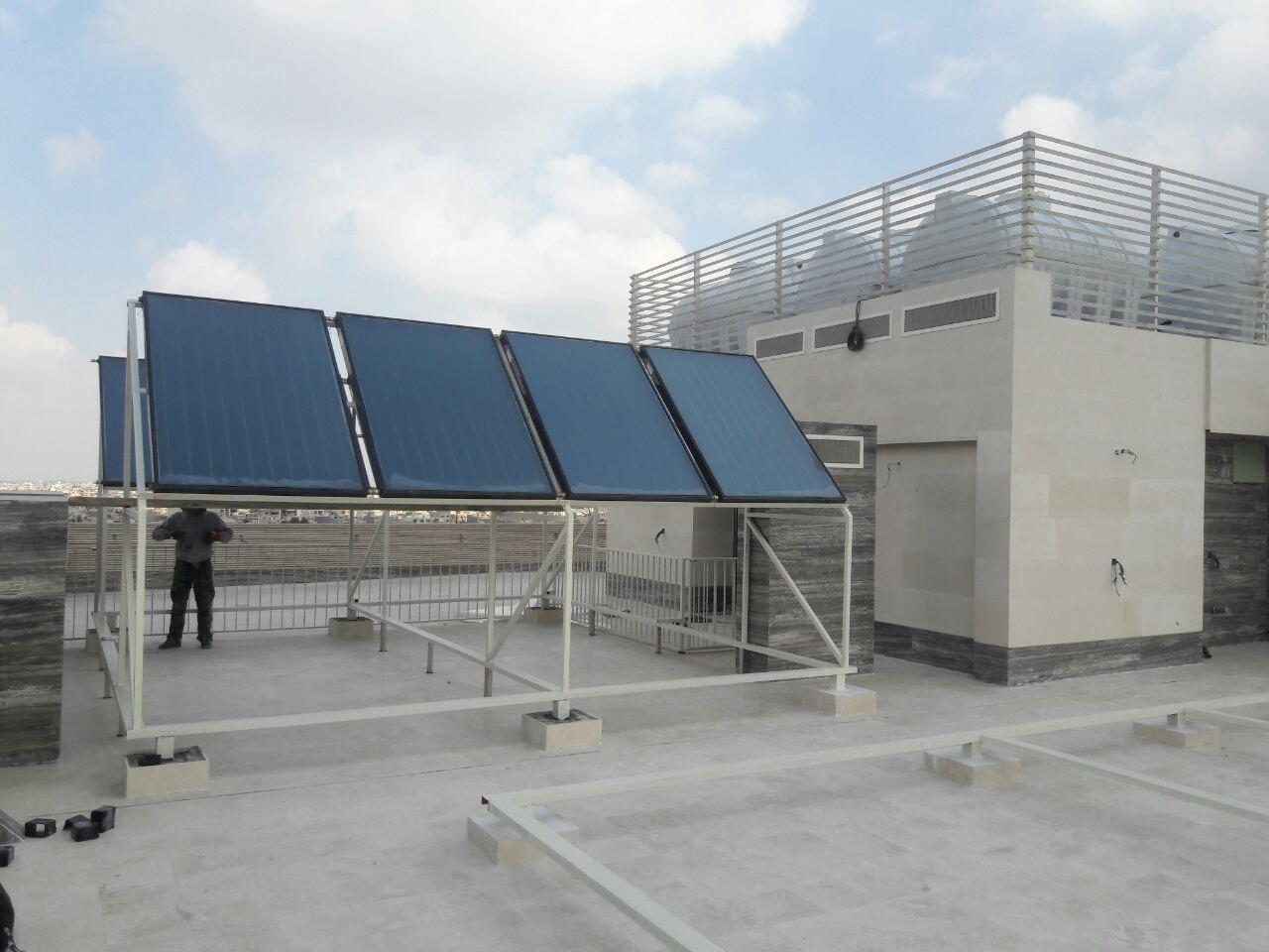 آبگرمکن خورشیدی ترموسیون سولار پلار صفحه تخت پروژه ساختمان رزلند