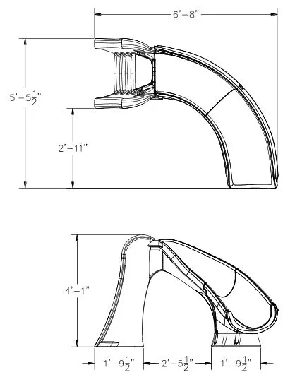 ابعاد سرسره استخر Sr Smith مدل Cyclone