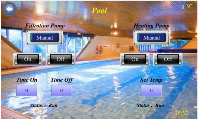 Feryal Pool Intelligent Control System - swimming pool settings page