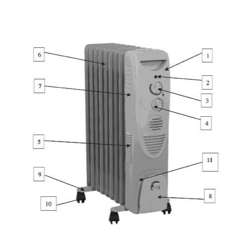 شوفاژ برقی 11 پره شارک مدل SH-96-11