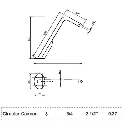 جدول و ابعاد آبنمای فلکسینوکس مدل circular cannon