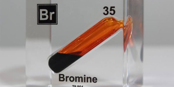 Bromine is used to disinfect swimming pool water